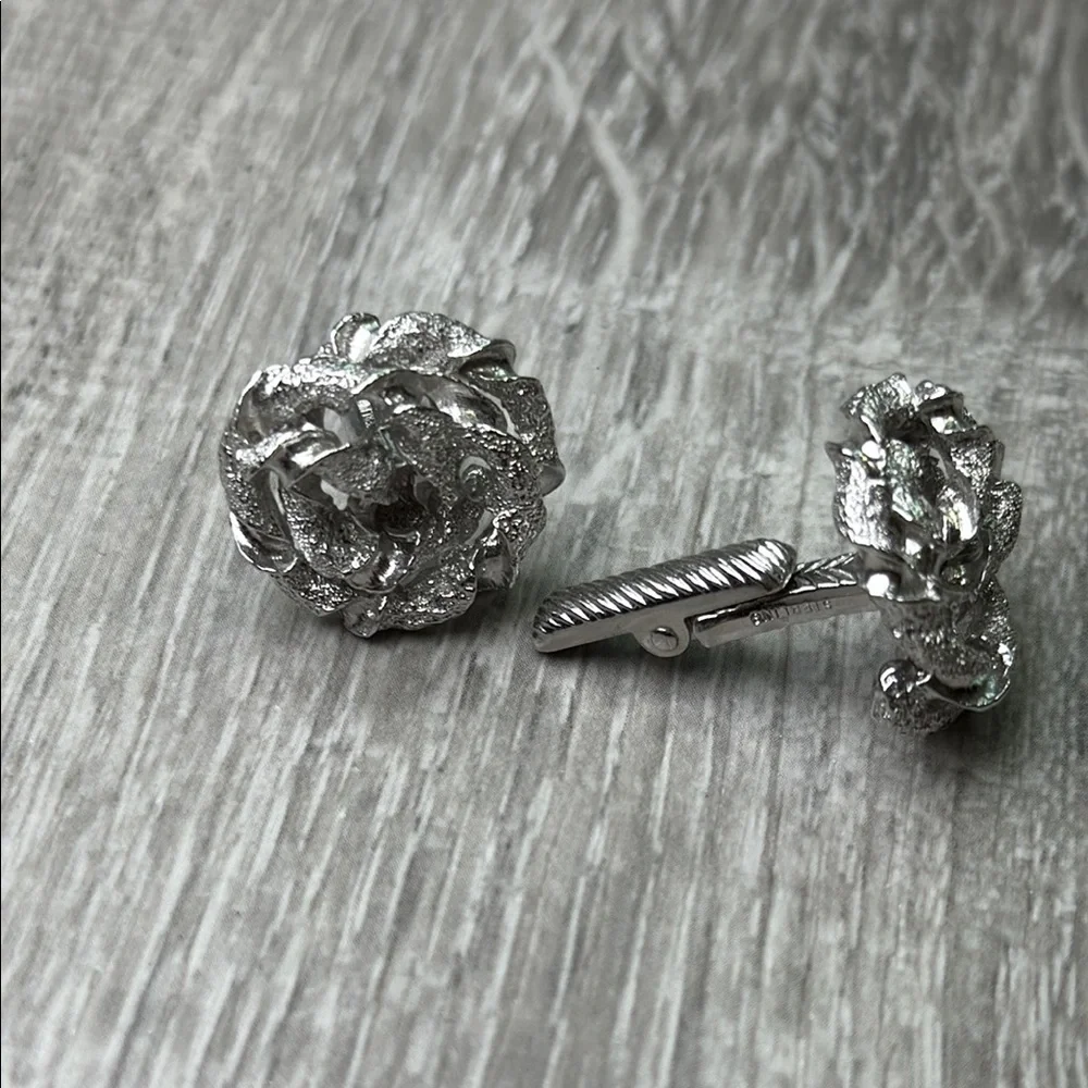 Silver Rose Cuff Links
